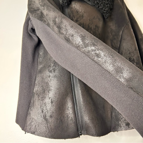 Vera Wang Black Textured Moto Jacket - Size M - Picture 10 of 16